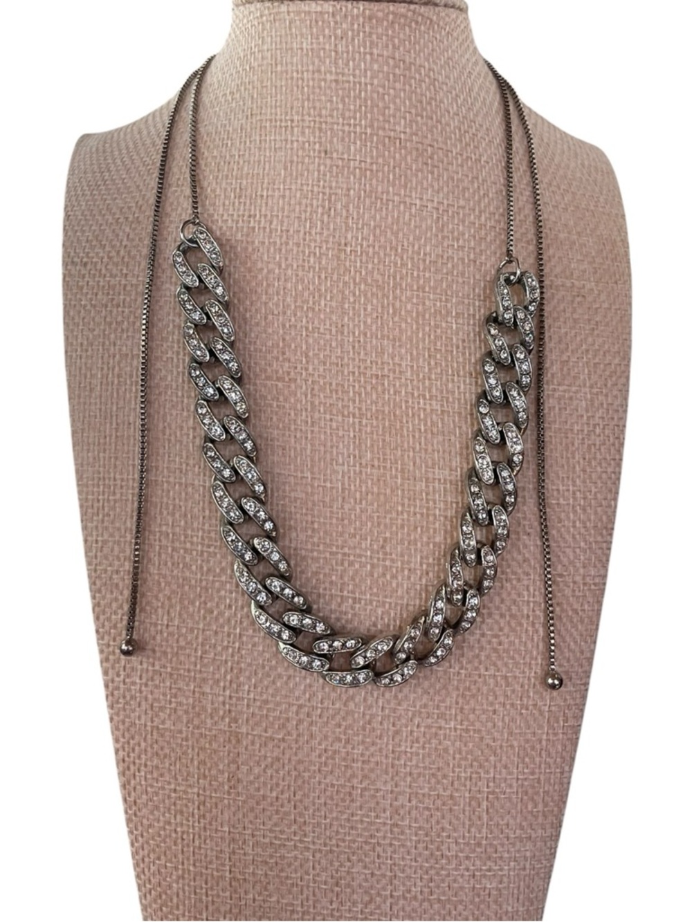Crystal Pavé Silver-Tone Chain Necklace - Women Jewelry Necklaces